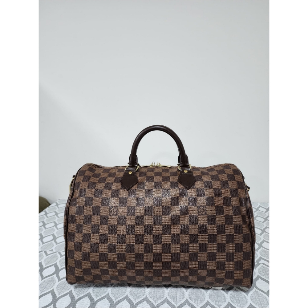 LOUIS VUITTON Damier Canvas Speedy Bandouliere 35 Bag Brown - Picture 3 of 13